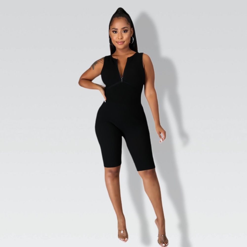 Black Low Back Romper